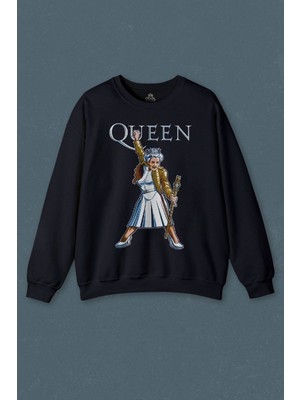 So Cool The Queen Kraliçe Elizabeth The Crown Baskılı  Baskılı Unisex Sweat