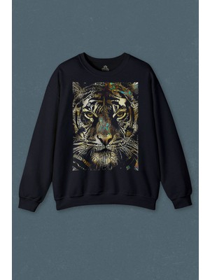 So Cool Ormanların Gerçek Kralı Vahşi Kaplan Kafası Tiger Baskılı Unisex Sweat