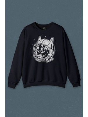 So Cool  Unisex Kedi Kozmonot Meow Astronot Cat Nasa Uzay Baskılı Unisex Sweat