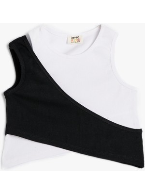 Koton Crop Atlet Asimetrik Bel Pencere Detaylı Pamuklu
