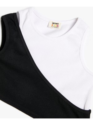 Koton Crop Atlet Asimetrik Bel Pencere Detaylı Pamuklu