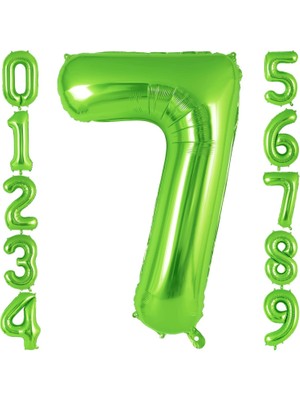 Patladı Gitti 7 Rakam Açık Yeşil Folyo Balon 32-34" Inc 82 cm