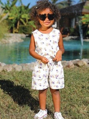 Little Tortoise Kız Çocuk Çiçekli Tulum