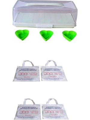 Bahat Baton Fanus Kek Kalıbı Pasta Saklama Taşıma Kabı Bez Çanta Seti