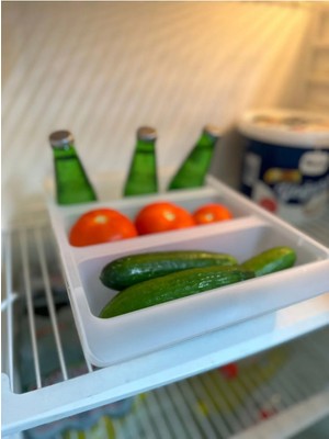 Bayev 2 Adet Roma 3 Bölmeli Buzdolabı Sebze Meyve Düzenleyici Çekmece Içi Organizer Kutu