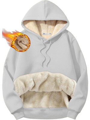 Ghassy Co. Erkek Ultra Termal Kapüşonlu Sherpa Astarlı Kanguru Cepli Sweatshirt