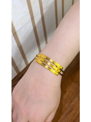 Kuyumcu Nurettin Altın Üç Sıralı Kaburga Kelepçe 14 Ayar