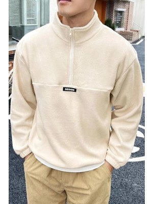 Ghassy Co. Erkek Oversize Regular Dik Yaka Yarım Fermuarlı Polar Sweatshirt