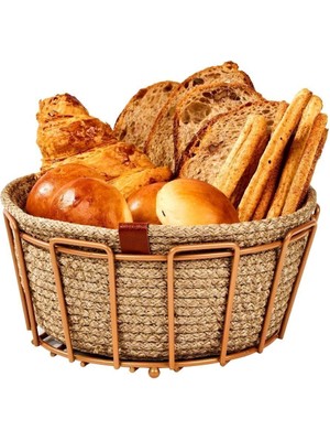 Edora Home Rose Çok Amaçlı Oval Köşeli Ekmeklik Makrome - Metal Paslanmaz