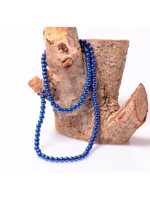 Taş Sandığı Hematit Taşı Dizi 4 mm - Mavi Renk