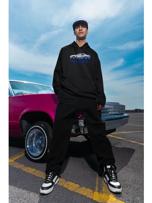 Swozz Unisex Oversize Nissan Skyline Ön Ve Sırt Baskılı Siyah Sweatshirt