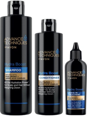 Avon Advance Techniques Nemlendirici Şampuan Saç Kremi ve Durulanmayan Saç Kremi Paketi