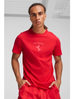 Puma Ferrari Race Big Shield T Kırmızı Erkek Kısa Kol T-Shirt