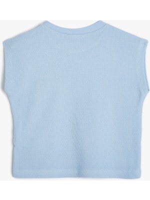 Koton Aslanlı Atlet Tişört Dokulu Bisiklet Yaka Pamuklu