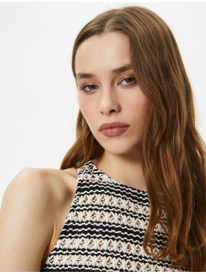 Koton Crop Atlet Kroşe Örgü Halter Yaka