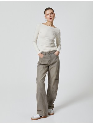 Koton Uzun Kollu Basic Tişört Yuvarlak Yaka Slim Fit Pamuklu