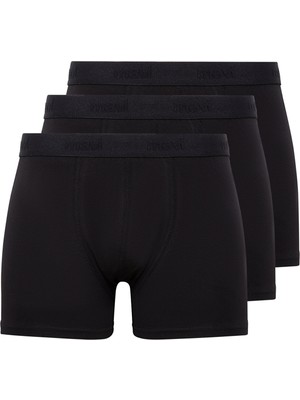 Mavi 3lü Siyah Basic Boxer Seti