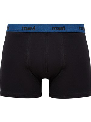 Mavi 3lü Siyah Basic Boxer Seti