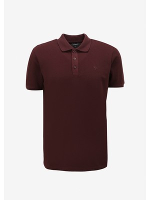 Fabrika Düz Bordo Erkek Polo T-Shirt BORAMIR-Y