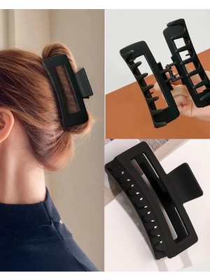 Gülpeşe Büyük Boy Siyah Xxl Dikdörtgen Mandal Toka Kadınlar İçin Şık Tasarım