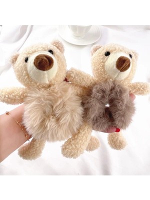 Gülpeşe 1 Adet Peluş Ayıcık Toka Tüylü Simit Toka Kadınlar İçin Eğlenceli ve Şık Aksesuar