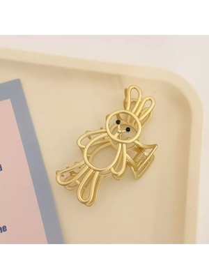 Gülpeşe Topuz Tokası Karikatür Tavşan Gold Metal Mandal Toka Büyük Boy Brand New