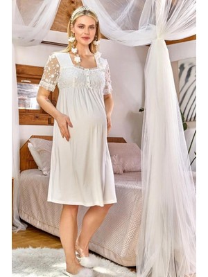 Cossy By Aqua 24168 Çiçek Detaylı Hamile Lohusa Gecelik