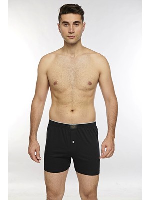 Kolcu Önü Düğmeli Erkek Havlu Bel Boxer K13230 - Siyah