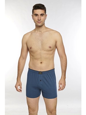 Kolcu Önü Düğmeli Erkek Havlu Bel Boxer K13230 - Indigo