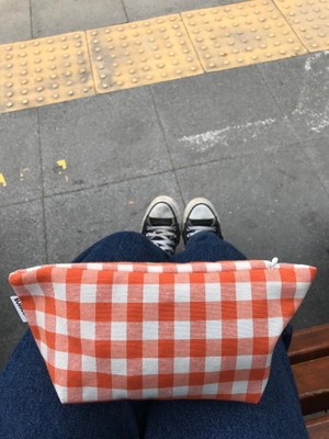 Pötikareli Yıkanabilir Fermuarlı Tek Gözlü Bez Kalemlik Kalem Kutusu Cüzdan Makyaj Çantası