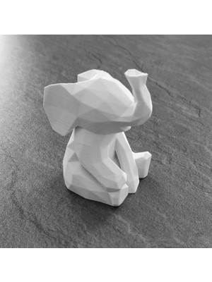 Tatlı Low Poly Bebek Fil Figür