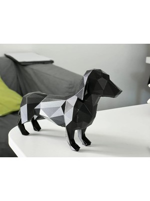 Tatlı Low Poly Dakhund Köpek Figür