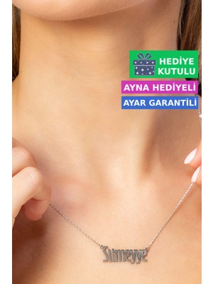 Jewelmim Sümeyye Gümüş İsimli Kolye 18 Ayar Beyaz Altın Kaplama Kişiye Özel İsim Yazılı 925 Ayar Kadın Gümüş İsimli Kolye Bayan İsimli Kolye Kişiye Özel İsim Kolye İsim Kolyesi