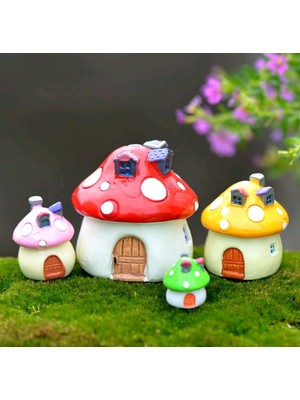 Morlalem 4 Adet Mini Mantar Ev Seti, 4 Farklı Boy Silikon Kalıp K-1009