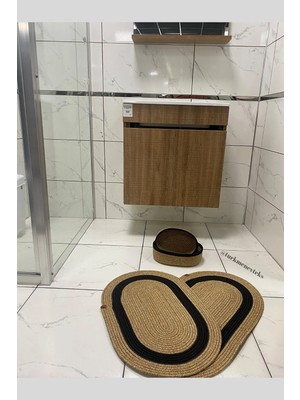 ERSU AHAT HOME DESİGN Jüt Hasır Banyo Takımı ,Banyo Paspas Takımı, Banyo Sepeti ,Paspas, Sepet Takımı, Dekor