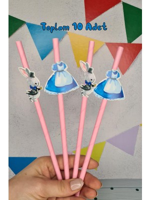 Pekshop Alice In Wonderland Konsept Pipet Süsleri 10LU Lüks Pipet Paketi