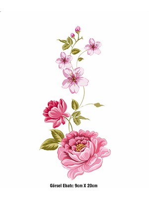 F17 Ajans Pembe Çiçek Dtf Baskı Ütü ile Yapışan Tekstil 9cm X 20cm Kolay Uygulama