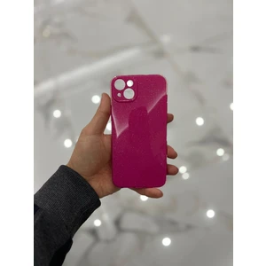 Apple iPhone 15 Plus Kamera Korumalı Simli Renkli Fuşya Silikon Kılıf