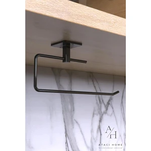 Atacı Home Siyah Rulo Havluluk Peçetelik Yapışkanlı Pratik Banyo Mutfak Askısı Kağıt Rulo Havluluk