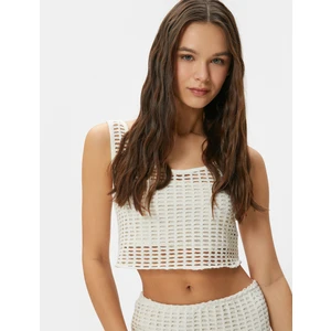 Fileli Crop Atlet Kalın Askılı U Yaka Slim Fit