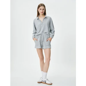 Sweat Şort Beli Bağcıklı Cep Detaylı Viskon