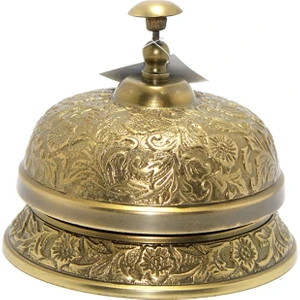 Pirinç Işlemeli Masa Çanı Resepsiyon Zili 14 cm