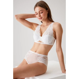 Pierre Cardin Ekru 4840 Cenova Soft Push Up Dolgulu Dantelli Sütyen ve Yüksek Bel Külot Iç Çamaşır Takımı