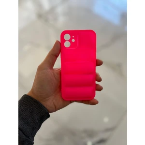 Apple iPhone 12 Uyumlu Şişme Puffer Silikon Kılıf Şeker Pembe