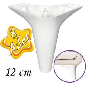 8 Adet Zelve 12 cm Beyaz Lüx Mobilya Kanepe Sehpa Ünite Koltuk Ayağı Baza Ayak