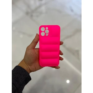 Apple iPhone 12 Pro Max Uyumlu Şişme Puffer Silikon Kılıf Şeker Pembe