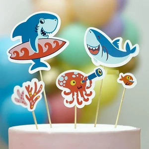 Patladı Gitti Sevimli Köpek Balığı Cake Topper 5 Parça