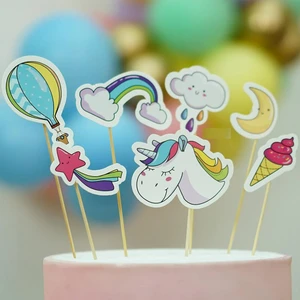 Patladı Gitti Unicorn Tema Cake Topper 7 Parça