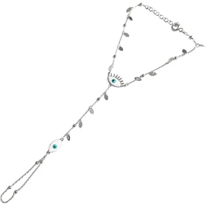 Mistik Silver Beyaz Mineli Göz Gümüş Şahmeran Bileklik - Rodyum