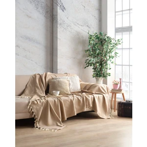 Miracolo Home Pamuklu Dekoratif Koltuk Kanepe Çekyat Örtüsü 170X230 Boyutlu Optimal Kaymaz Tasarım-Camel